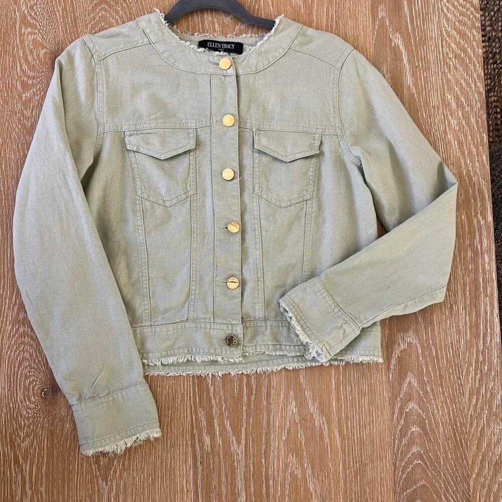 Ellen Tracey Linen Blend Lightweight Jacket, Small